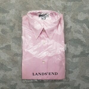 Land's End Shirt Mens 15 1/2-35 Pink Long Sleeve Button-Up NWT